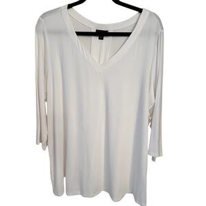 J.Jill Wearever Cream V-Neck 3/4 Sleeve Pleat Back Top Size XL Tall